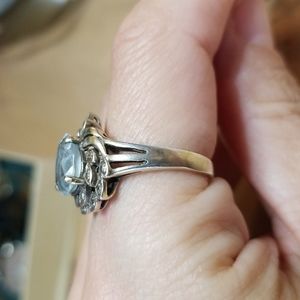GONE AUTHENTIC Aquamarine Family Ring W Diamonds Acqyired In college 19 50s